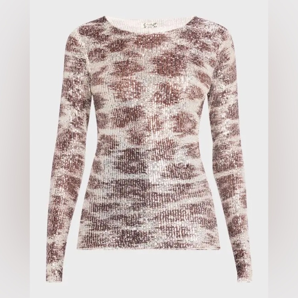 NEW FREE PEOPLE printed gold rush long sleeve in alabaster combo